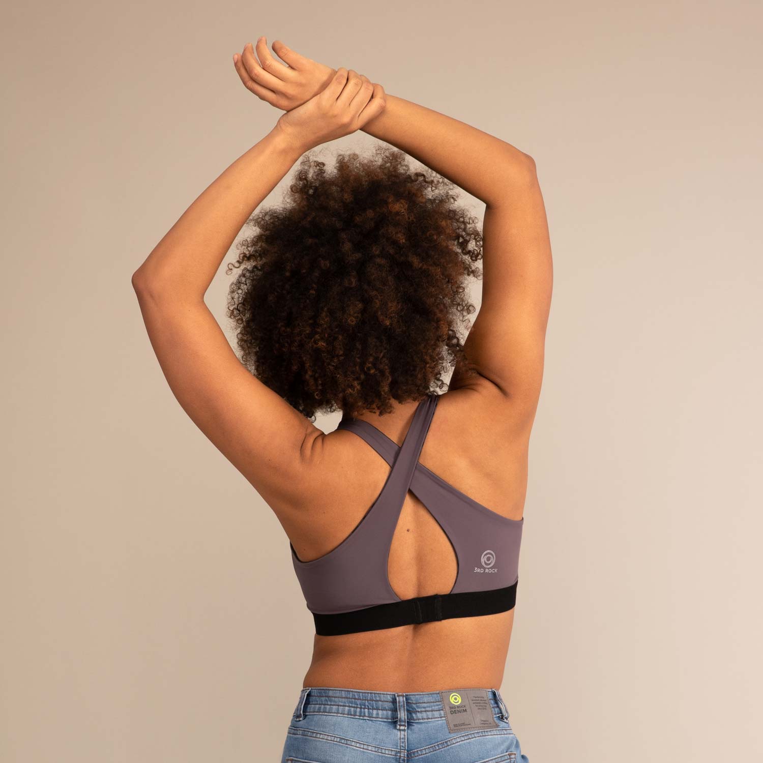 EQUINOX MINIMAL LEOPARD | Reversible Recycled Sports Bra | 3RD ROCK Clothing -  Kendal is a 34D with a 32" underbust, 36" overbust and wears a size 12 F