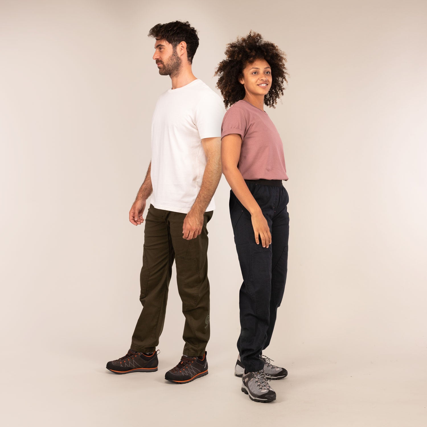 SUPERNOVA | Reinforced Oragnic Stretch Trousers  | 3RD ROCK Clothing - Kendal is 5ft 7" with a 28" waist, 38" hips and wears a size 30/RL Oliver is 6ft 2" with a 34" waist, 40" hips and wears a 34/LL