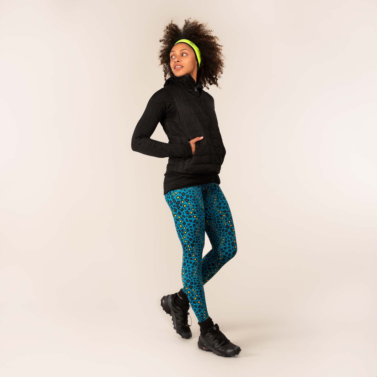 TITAN MINIMAL REPTILE | Printed Recycled Leggings | 3RD ROCK Clothing - Kendal is 5ft 7 with a 28" waist, 38" hips and wears a size 12 F