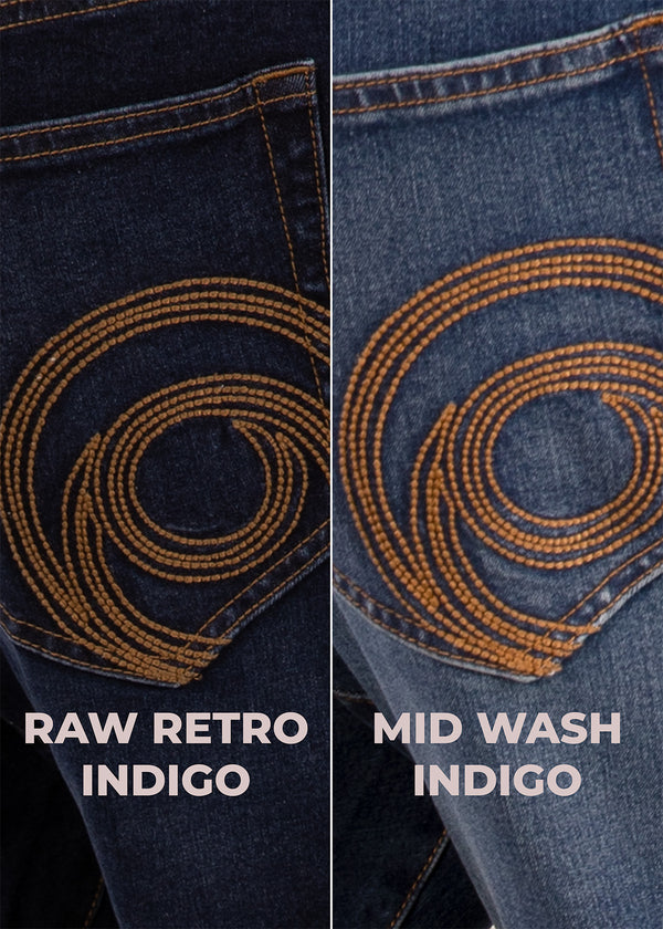Our gaia jeans are availalbe in 2 different indigo washes!