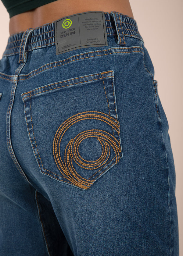 3rd rock sustainable movement denim jeans with a relaxed fit.
