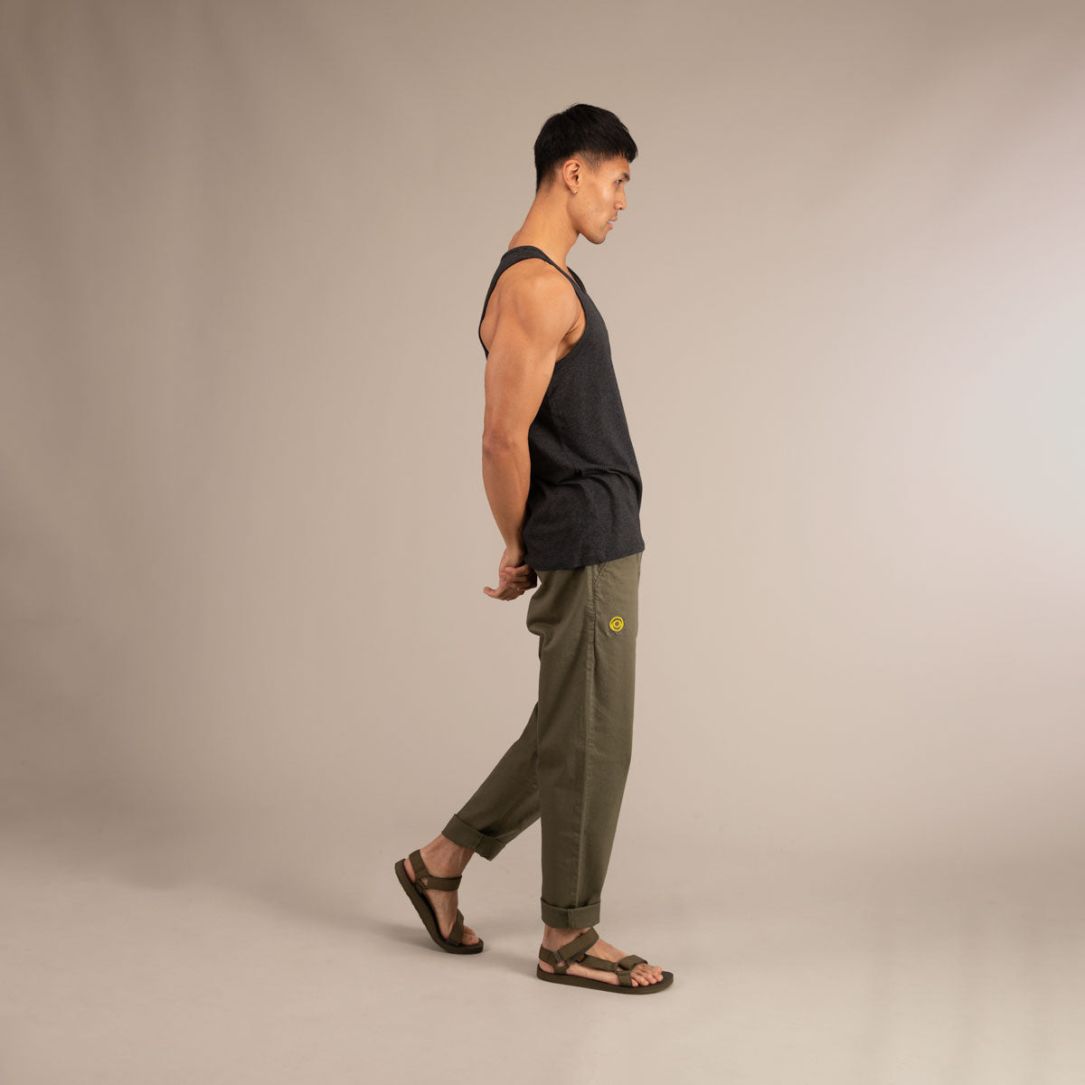 ROMAN LOGO VEST | Organic Cotton Action Vest | 3RD ROCK Clothing -  Donald is 6ft 1 with a 39" chest and wears a size M M
