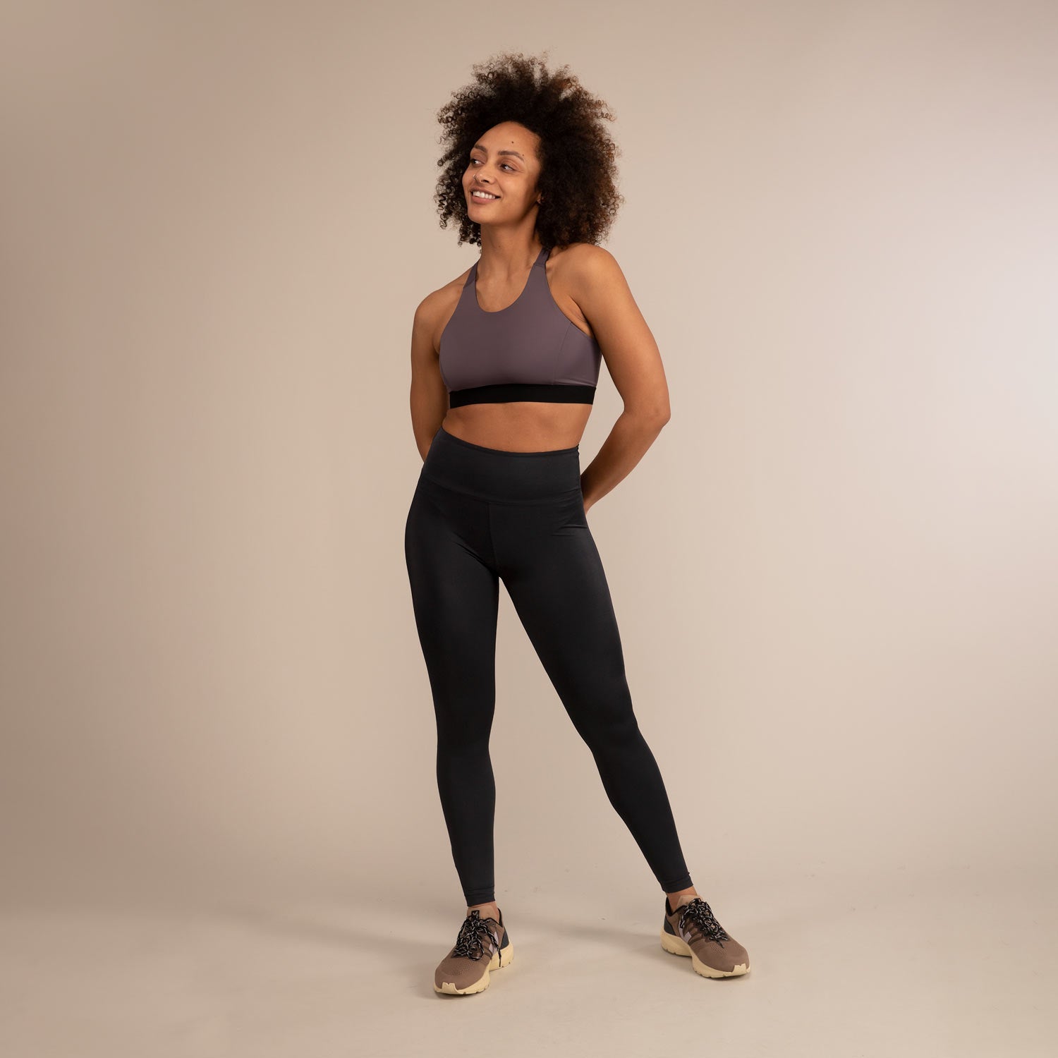 TITAN BLACK LEGGINGS | Recycled Leggings | 3RD ROCK Clothing -  Kendal is 5ft 7 with a 28" waist, 38" hips and wears a size 12 F