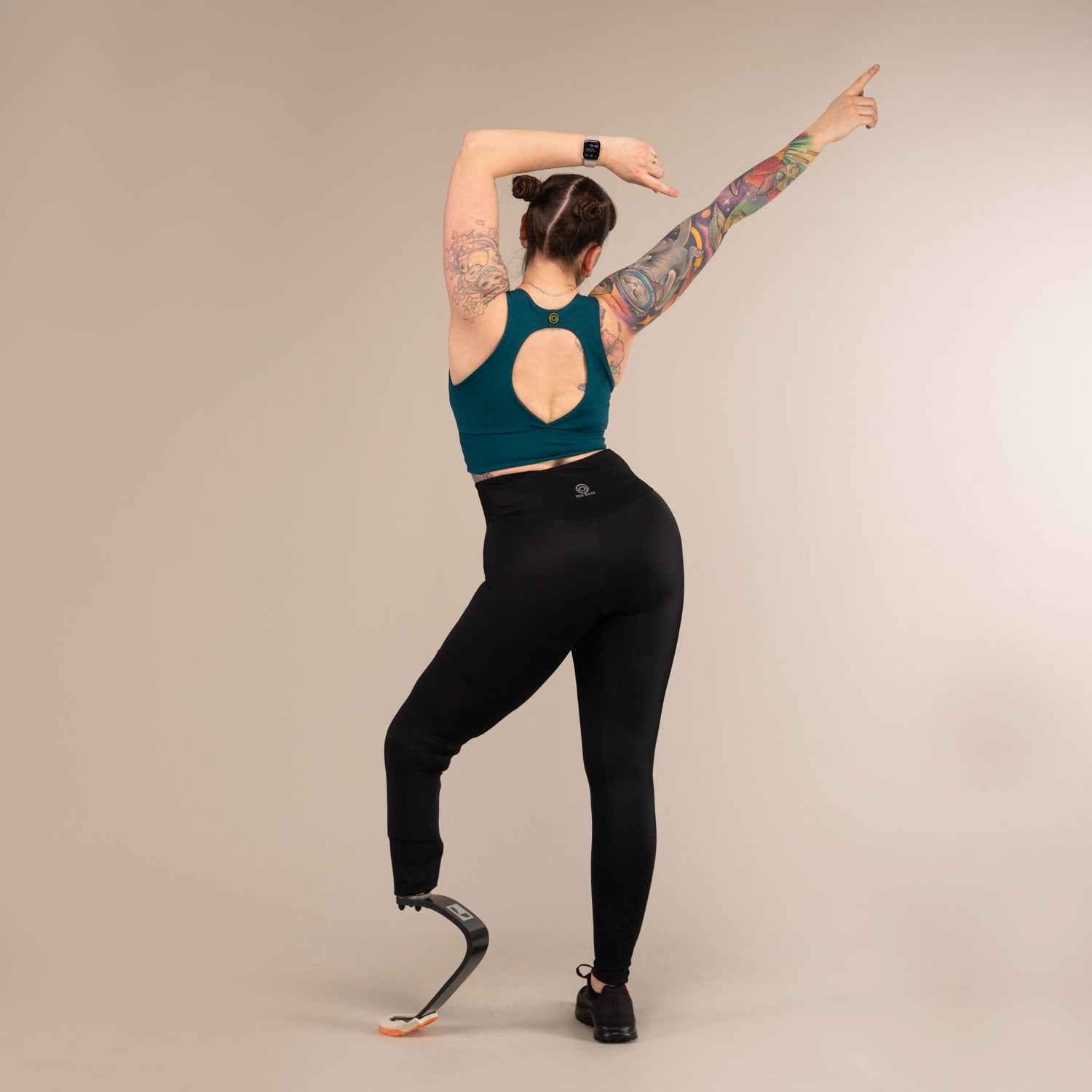 TITAN BLACK LEGGINGS | Recycled Leggings | 3RD ROCK Clothing -  Laura is 5ft 6 with a 31.5" waist, 43" hips and wears a size 14 F