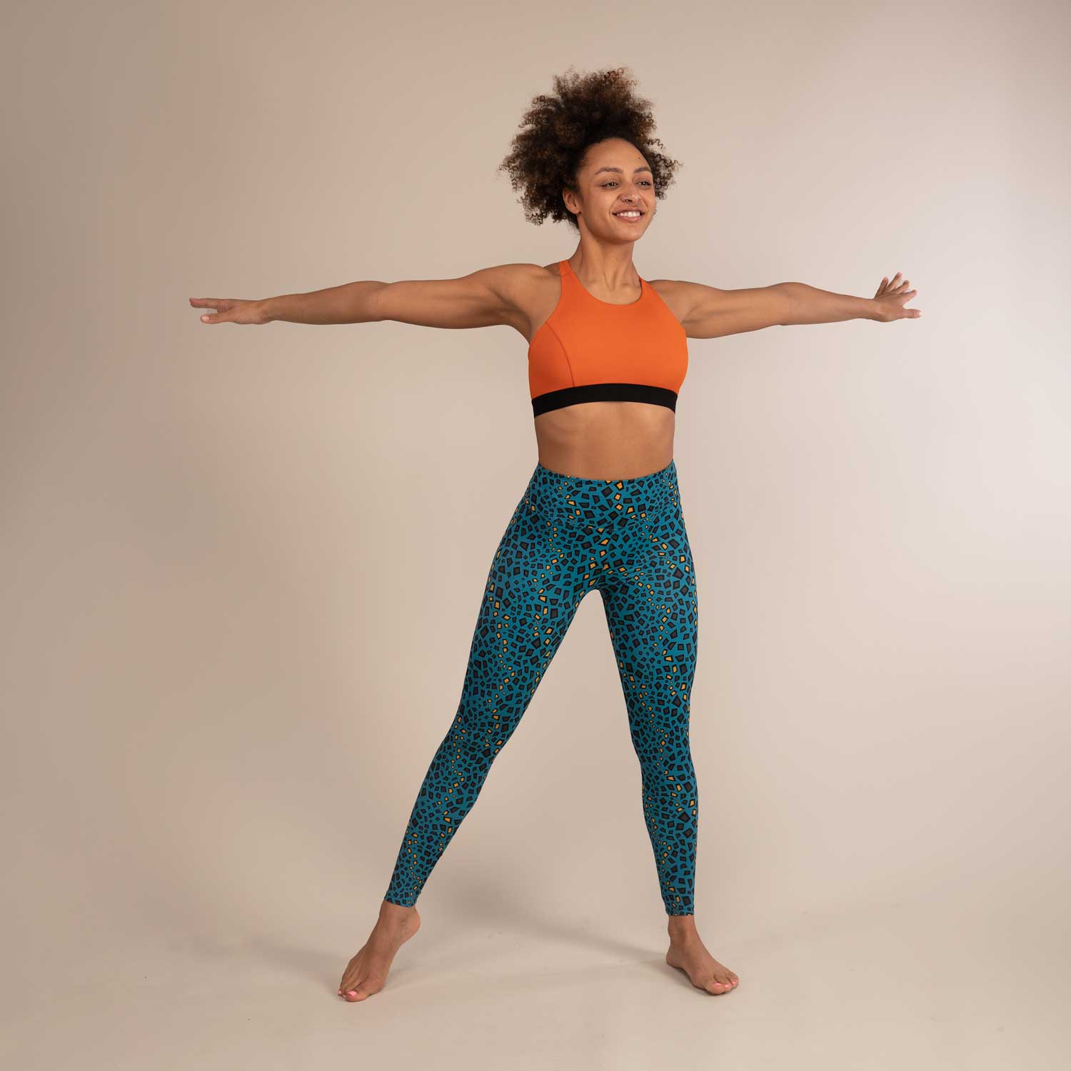 TITAN MINIMAL REPTILE | Printed Recycled Leggings | 3RD ROCK Clothing -  Kendal is 5ft 7 with a 28" waist, 38" hips and wears a size 12 F