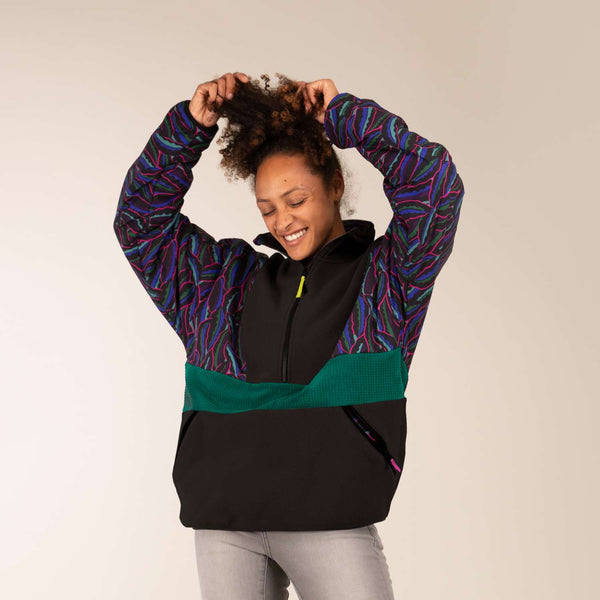 ALEX | Unisex Half Zip Fleece | 3RD ROCK Clothing -  Kendal is 5ft 7" with a 36" chest, 28" waist, 38" hips and wears a size M in this photo.  F