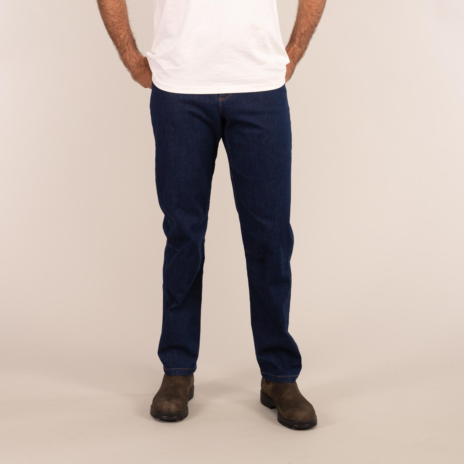 3RD ROCK Sustainable Jeans MARS - Oliver is 6ft 2" with a 34" waist, 40" hips and wears a 34/LL. M