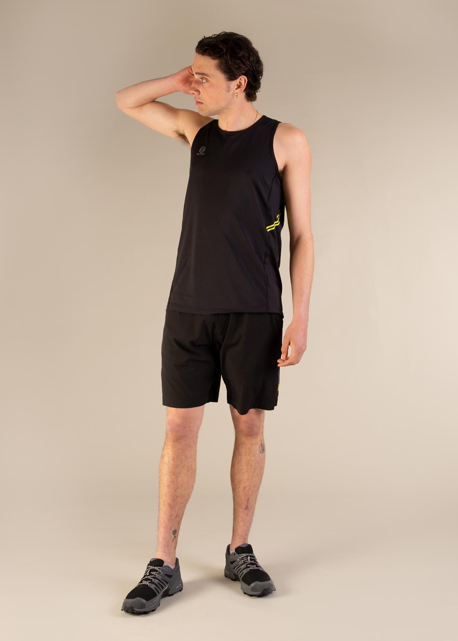 3RD ROCK Sustainable Acitvewear gym shorts - Kai is 6ft 1" with a 32" waist and is wearing a 32. M