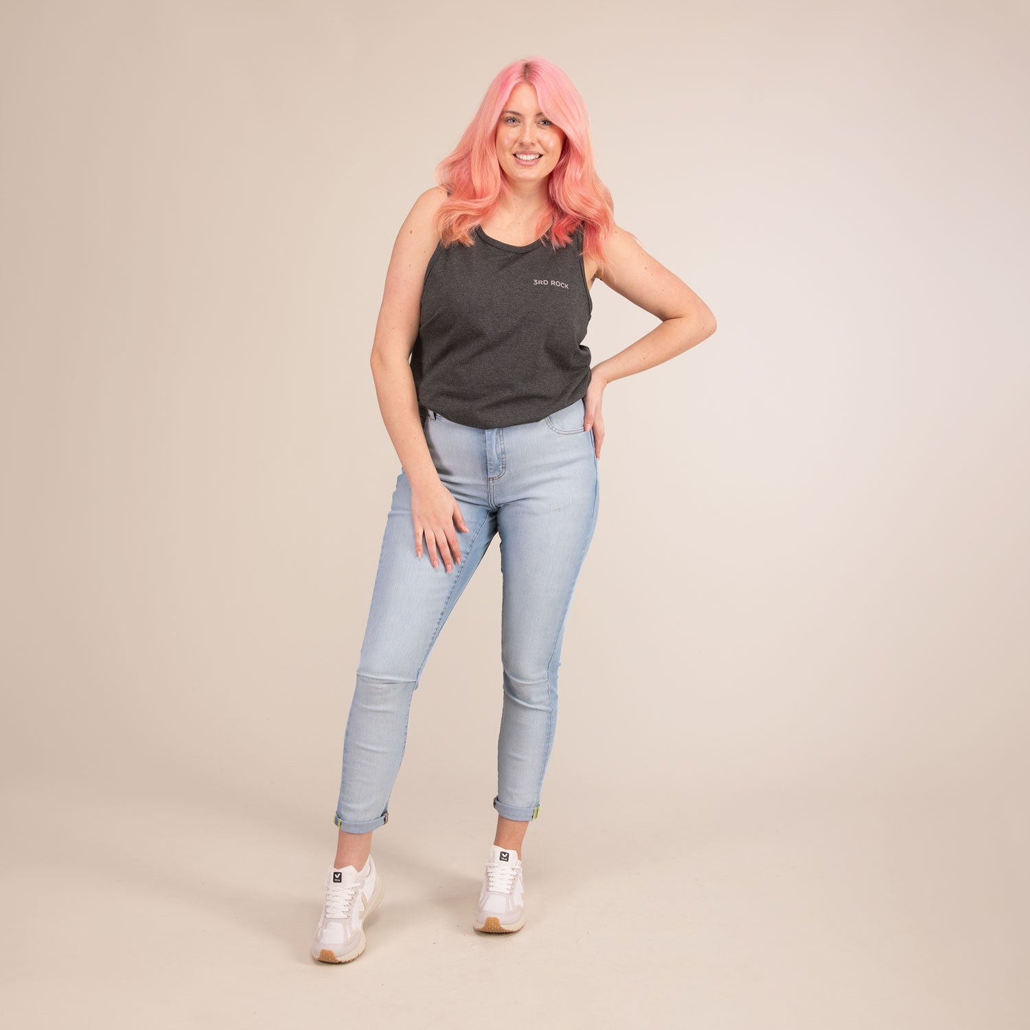 MARPLE JEANS | Skinny Cut Stretchy Sustainable Jeans | 3RD ROCK Clothing -  Sophie is 5ft 9 with a 34" waist, 42" hips and wears a size 34/RL.  F