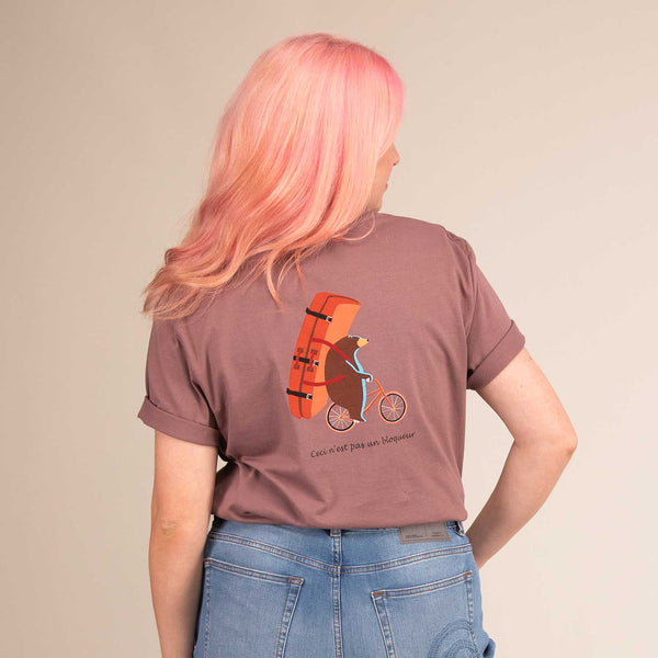 BLOQUEUR TEE | Organic Cotton T-Shirt | 3RD ROCK Clothing -  Sophie is 5ft 9 with a 40.5" bust and wears a size L F