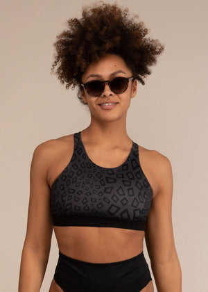 EQUINOX MINIMAL LEOPARD | Reversible Recycled Sports Bra | 3RD ROCK Clothing -  Kendal is a 34D with a 32