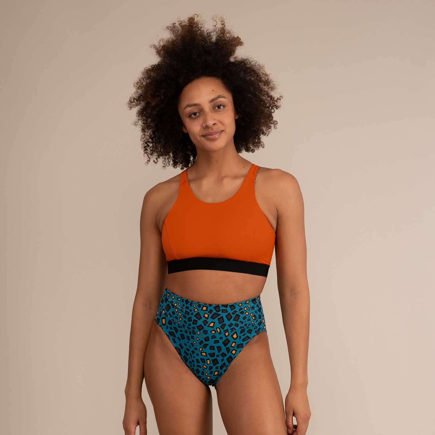 TIDE MINIMAL REPTILE | High Cut Recycled Bikini Bottoms | 3RD ROCK Clothing -  Kendal is 5ft 7 with a 28" waist, 38" hips and wears a size 12 F