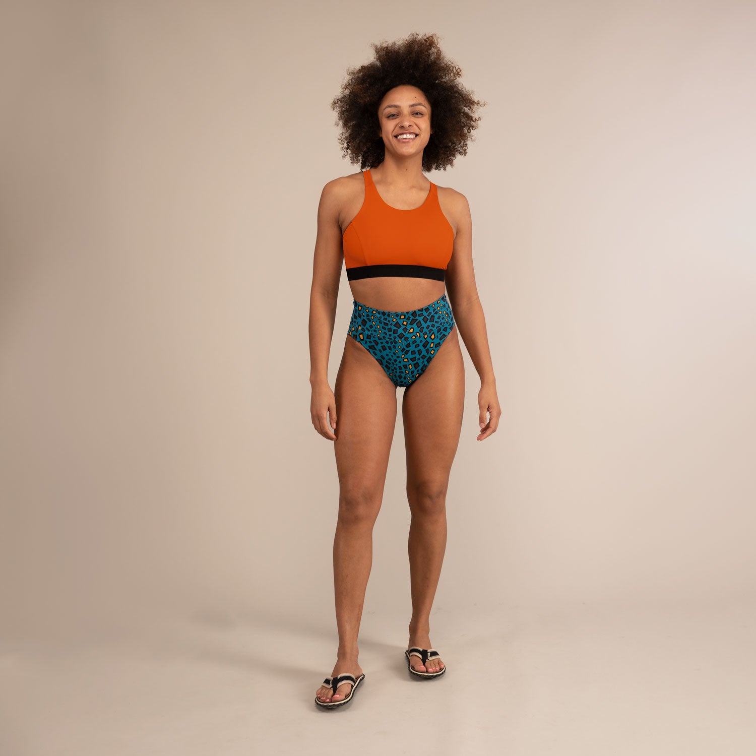 TIDE MINIMAL REPTILE | High Cut Recycled Bikini Bottoms | 3RD ROCK Clothing -  Kendal is 5ft 7 with a 28" waist, 38" hips and wears a size 12 F