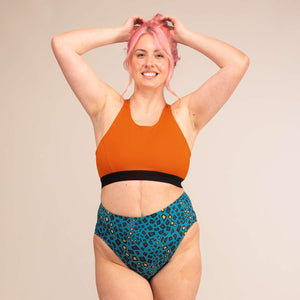 TIDE MINIMAL REPTILE | High Cut Recycled Bikini Bottoms | 3RD ROCK Clothing -  Sophie is 5ft 9 with a 34