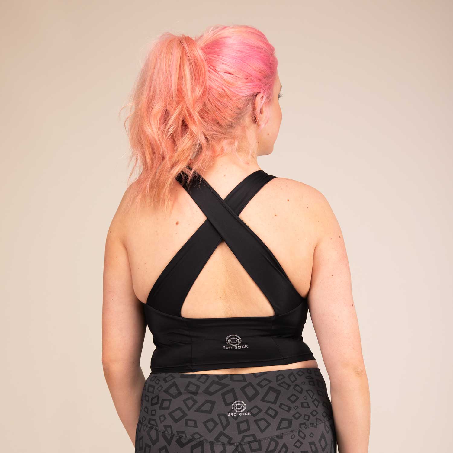 LUNA Sports Bra | Ultra Soft Recycled Bra | 3RD ROCK Clothing -  Sophie is a 34G with a 32" underbust, 40.5" overbust and wears a size 16 F