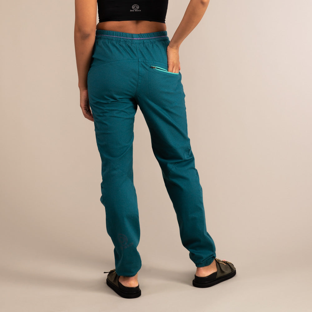 MARGO TROUSERS |  Organic Cotton Climbing Trousers | 3RD ROCK Clothing -  Kendal is 5ft 7 with a 28" waist, 38" hips and wears a size 30/RL F