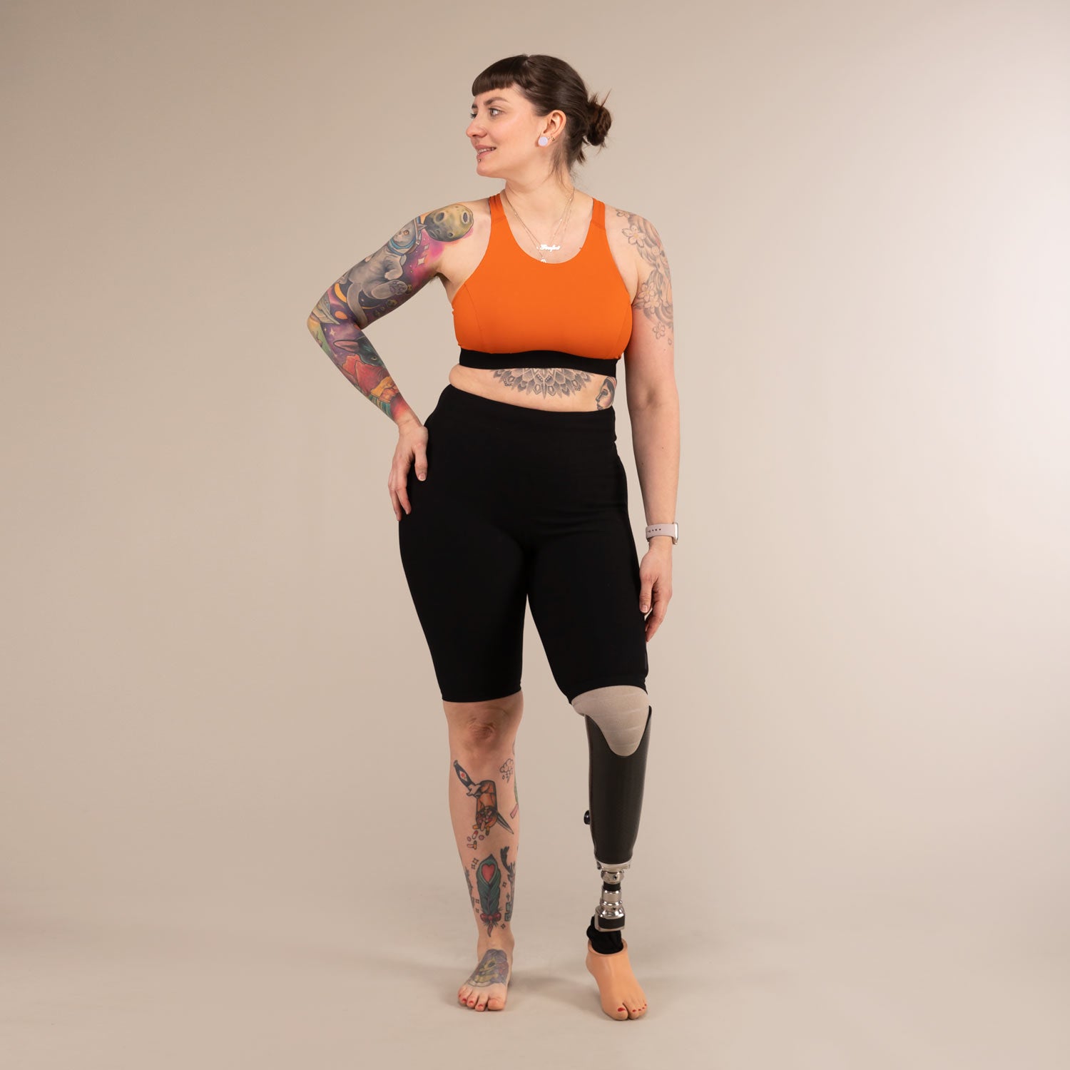 EQUINOX MINIMAL REPTILE | Reversible Recycled Sports Bra | 3RD ROCK Clothing -  Laura is a 32E with a 30"underbust, 36" overbust and wears a size 14 F