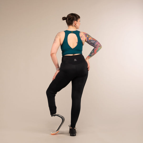 TITAN BLACK LEGGINGS | Recycled Leggings | 3RD ROCK Clothing -  Laura is 5ft 6 with a 31.5" waist, 43" hips and wears a size 14 F