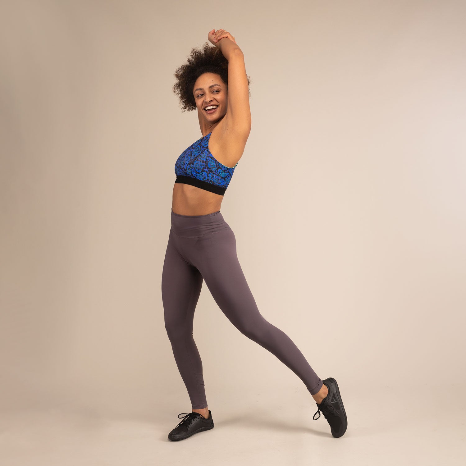 EQUINOX GEO JAGUAR | Reversible Recycled Sports Bra | 3RD ROCK Clothing -  Kendal is a 34D with a 32" underbust, 36" overbust and wears a size 12 F
