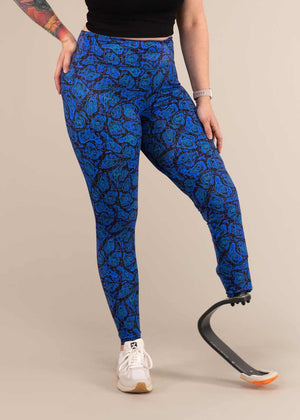 TITAN GEO JAGUAR LEGGINGS | Printed Recycled Leggings | 3RD ROCK Clothing -  Laura is 5ft 6 with a 31.5