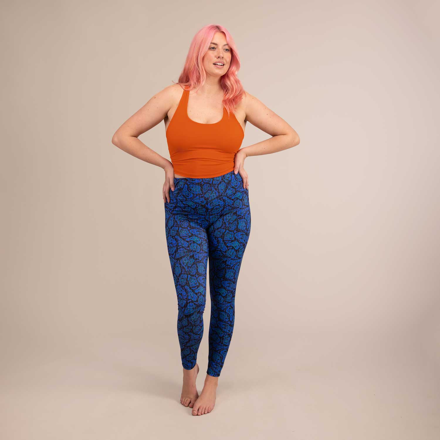 TITAN GEO JAGUAR LEGGINGS | Printed Recycled Leggings | 3RD ROCK Clothing -  Sophie is 5ft 9 with a 34" waist, 42" hips and wears a size 16 F