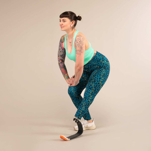 TITAN MINIMAL REPTILE | Printed Recycled Leggings | 3RD ROCK Clothing -  Laura is 5ft 6 with a 31.5" waist, 43" hips and wears a size 14 F